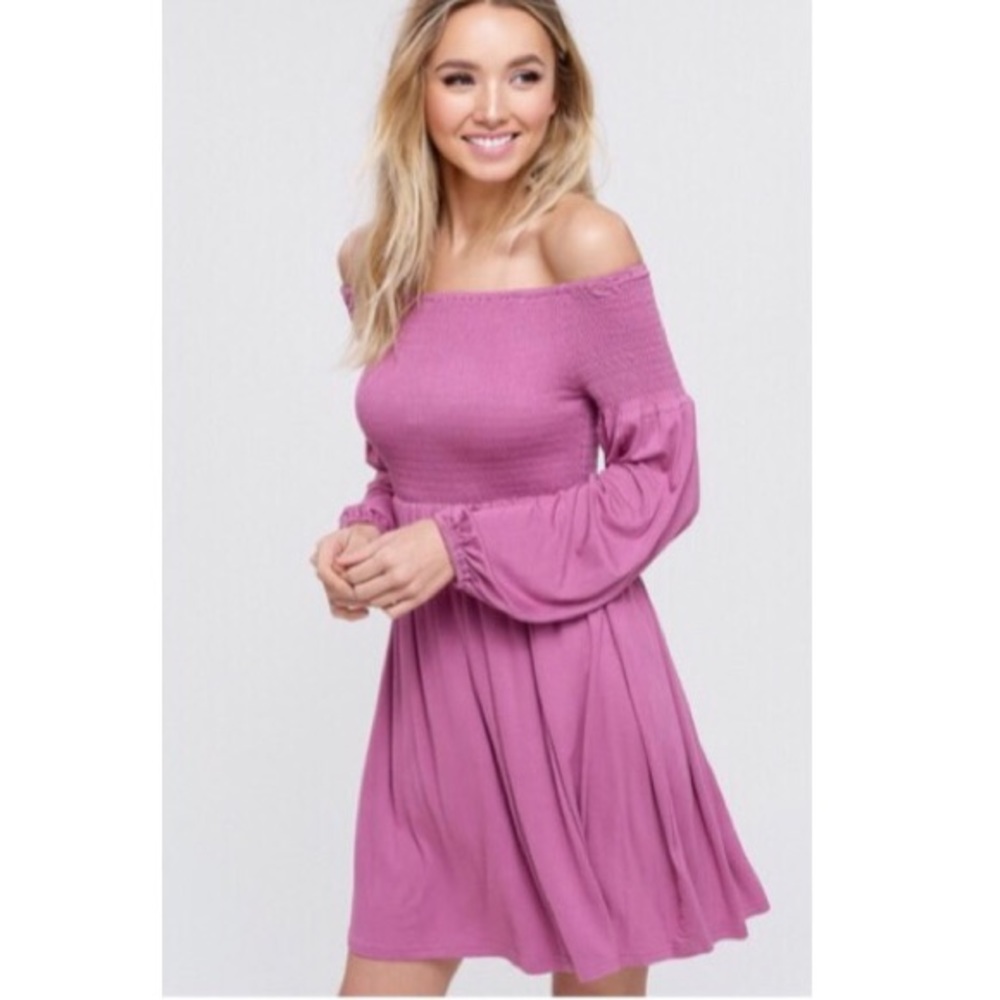 Blush Pink Off the Shoulder Dress